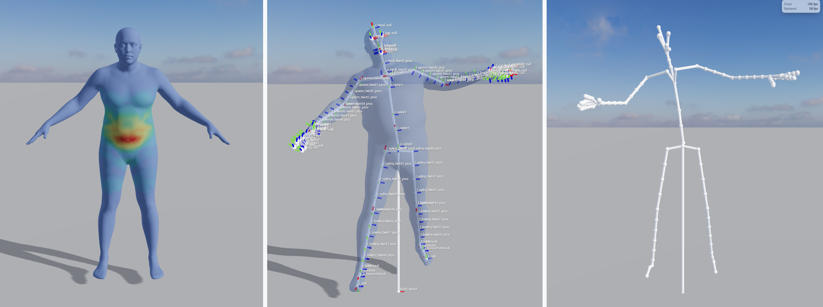 MHR Play influence, skin, skeleton, joint axes, and label previews